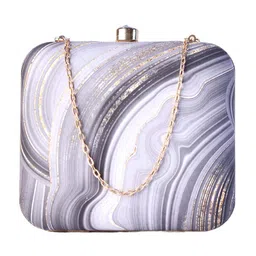 artklim Black Marble Printed Art Clutch Bag For Women With Detachable Chain Strap image 1