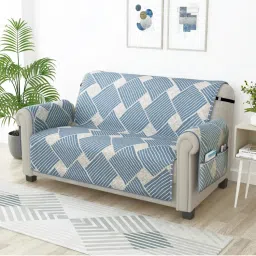 Story@Home Microfiber Solid 2 Seater Sofa Cover - Greyish Blue-picture-43