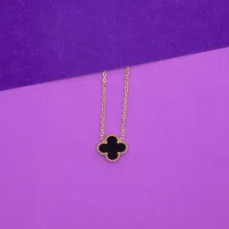 Jewelz Black Clover Pendant Necklace image 2