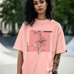 Bewakoof Women Floral Printed Round Neck Pure Cotton Oversized T-shirt-picture-17