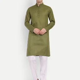 4u Fashion Olive Pure Cotton Striped Kurta Sets-image-23