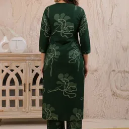 rf clothes Women Floral Printed Regular Thread Work Kurta with Trousers image 2