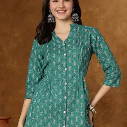 JANAKDULARI CREATION Floral Print Cotton Shirt Style Top-image-7