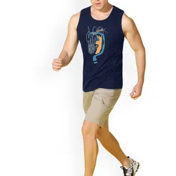 SLOWLORIS Pack Of 2 Printed Combed Cotton Gym Vests VSL26 CMB(CHS BLACKGREY)(LOOK NAVY) image 5