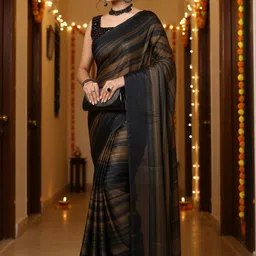 Anouk Rustic Striped Poly Georgette Saree-picture-11