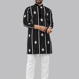 Moda Rapido Floral Embroidered Mandarin Collar Thread Work Art Silk Straight Kurta-picture-29