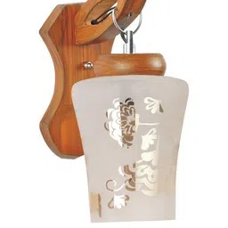 SOMIL Gold-Toned & White Floral Printed Cylinder Shaped Glass Wall Lamp-image-1