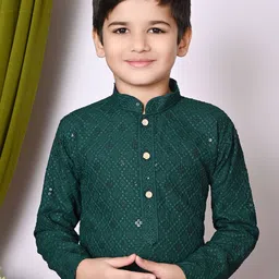 Sangria Boys Embroidered Sequinned Straight Kurta With Patiala image 5