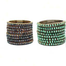 Adiba Fashion Factory Set Of 2 Multi Glass Artificial Stones & Beads Bangle-picture-27