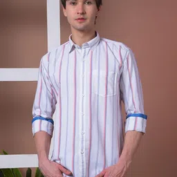 COBB Slim Fit Vertical Striped Long Sleeves Cotton Shirt-picture-31