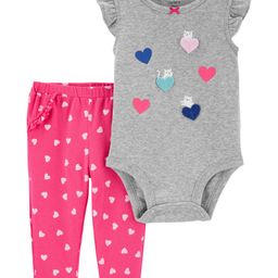 Carter's 2-Piece Heart Onesie with Pant Set  - Pink Grey-picture-35