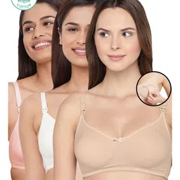 Inner Sense Pack Of 3 Organic Cotton Antimicrobial Soft Nursing Bra - Multicolor-picture-24
