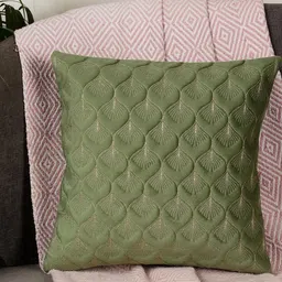 MONKDECOR Set Of 2 Green Velvet Square Cushion Covers image 2