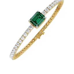 Emori Women Emerald Tennis Lab Diamond Bracelet in 18KT Gold-picture-14