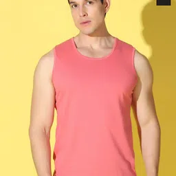 WOOSTRO Pack Of 2 Printed Combed Cotton Gym Vests -VWS26(PLAIN PEACH)(HARD BLACK)-picture-22