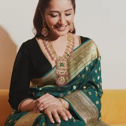 CANIZZARO Woven Design Zari Silk Blend Banarasi Saree image 2