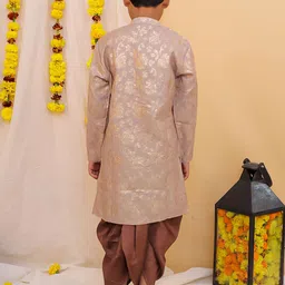 KID1 Printed Pure Silk Sherwani Set image 2