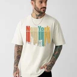 be crazy Besick Typography Round Neck Drop Shoulder Sleeves Printed Cotton Oversized T-shirt-picture-37