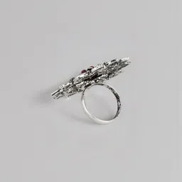 anxvi Boho Chic Oxidised Silver-Plated Adjustable Finger Ring image 3