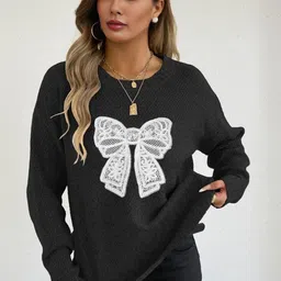 Blooming Tales Women Embroidered Pullover Sweater-image-8