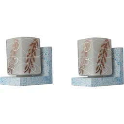 1ST TIME Brown & White Printed Wood Contemporary Rectangle Shaped Wall Lamp image 4