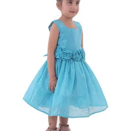 Shahina Fashion Girls Satin Sleeveless Knee Length Flared Dress-image-62
