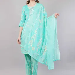 JIDI FASHION Women Floral Printed Kurta with Trousers & Dupatta-picture-29