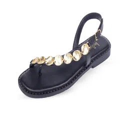 BELLAPASO Women Western Embellished One Toe Flats-picture-0