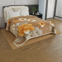 Signature Corbett Beige Floral Mink Reversible 500 GSM Mild Winter Blanket-picture-12