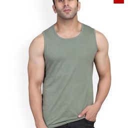 SLOWLORIS Pack Of 2 Round Neck Sleeveless Bio-Wash Cotton Gym Vests-picture-19
