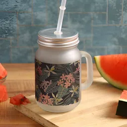 PENTADECO Blue & Yellow Printed Glass Matte Mugs Set of Cups and Mugs image 1