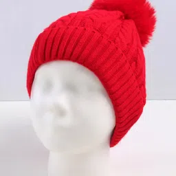 Babyhug Woollen Cap with Muffler Set Red - Diameter 9 cm image 3