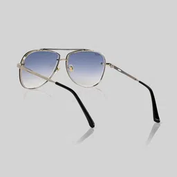 Irayz Unisex Blue Lens & Silver-Toned Aviator Sunglasses with image 3