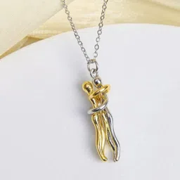 Estailo fashion Women Love & Hugs Couple Pendant With Chain image 3