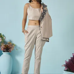 Anouk Embroidered Notched Lapel Jacket Top With Trousers Co-Ords Set image 5