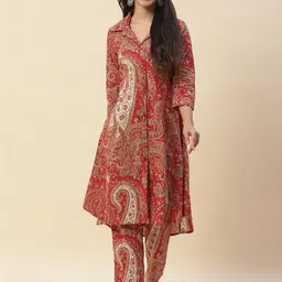 Kharoliya Printed Cotton Shirt Collar Neck Tunic With Trousers Co-Ords-picture-34