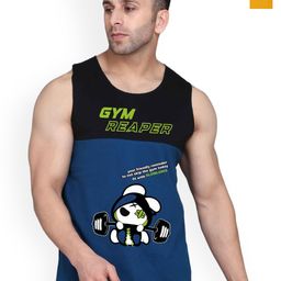 SLOWLORIS Pack Of 2 Printed Sleeveless Cotton Gym Vests-picture-2