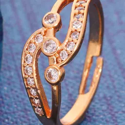 DressBerry Stones Studded Wave Design Adjustable Ring image 3