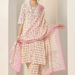Libas Floral Printed A-Line Kurta With Patiala & Dupatta-image-68