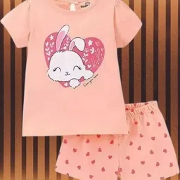 MUSNAH GARMENTS Kids-Unisex Peach Pure Cotton Clothing Set-picture-22