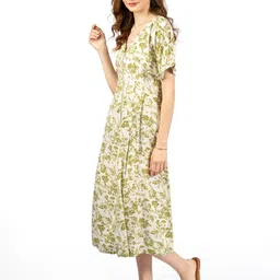 CORY EDGE Women Floral Print A-Line Midi Dress image 4