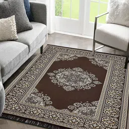 Sparrow world Coffee Brown Solid Cotton Carpet image 1