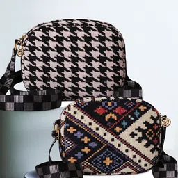 BANDICOOT Set OF 2 Geometric Embellished PU Structured Sling Bag-picture-35