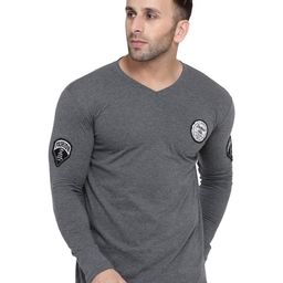 BEYOU FASHION Men Solid V-Neck Cotton Slim Fit T-shirt-picture-16