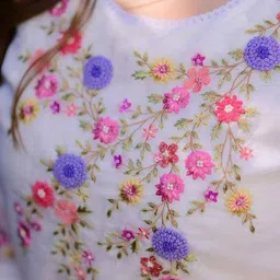 Growdamy Women Floral Embroidered Regular Thread Work Kurta with Trousers & With Dupatta image 5