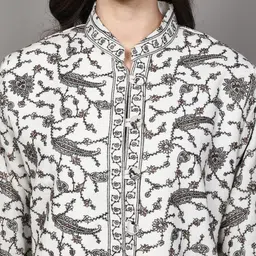 Exotic India Women Woollen Longline Open Front Jacket with Embroidered image 4