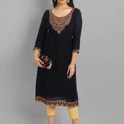 Jash Creation Ethnic Motifs Embroidered Thread Work Georgette Kurta image 2