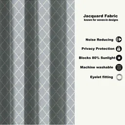 HOMEBREW FURNISHINGS Grey Melange 2 Pcs Checked Jacquard Room Darkening Door Curtains image 4