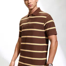 HIGHLANDER Men Striped Polo Collar Relaxed Fit T-shirt-picture-11