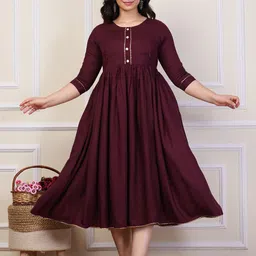 outfit 4 you Maternity Yoke Design Round Neck Anarkali Kurta image 3